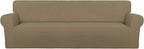 PureFit Stretch Couch Covers for Sofa 4 Seater Slipcovers Tan | 1-Piece Sofa by PureFit