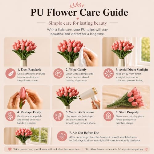Mandy's 20pcs Artificial Coral Pink Tulips - Image 6
