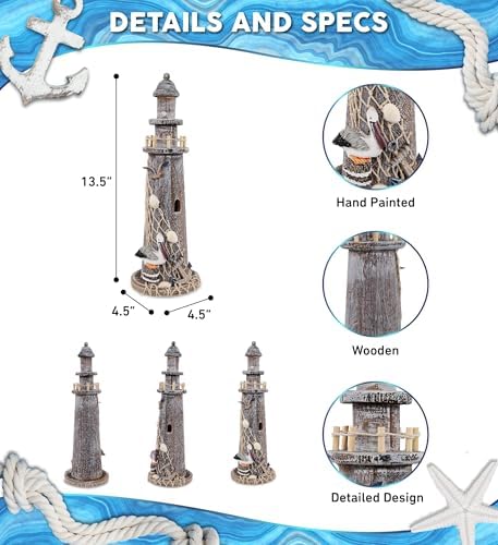 Puzzled COTA Global Brown Wooden Lighthouse Decor - 14.25 Inches - Image 2