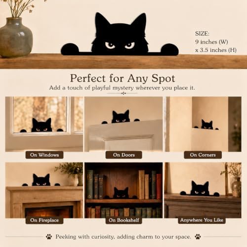 Home Decor Peeking Black Cat Signs Window Decorations - Image 4