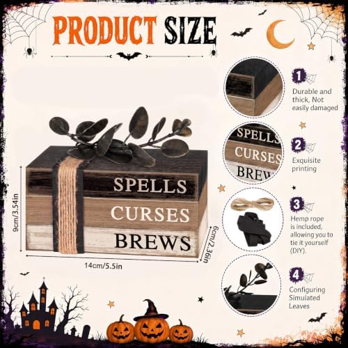 4 Pcs Halloween Table Decorations, Rustic Mini Books Stacks Decor - Image 4
