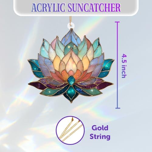 Lotus Stained Glass Acrylic Ornament – Colorful Lotus Flower Suncatcher for Windows, Christmas 2026 Ornament, Holiday & Spiritual Home Décor, Unique Handmade Gift(Sun-24) - Image 4