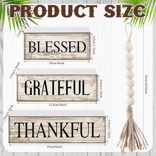 Yuntau 4 Pcs Farmhouse Thanksgiving Table Decor Stacked Wooden Block Sign - Image 5