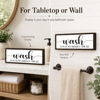 Bathroom Wooden Sign Decor, Wash Your Worries Away Quote Wood Block, Relaxing Bath Room Accent for Shelf Counter or Wall Display, Farmhouse Decor Sign, Giftable Bathroom Decoration, 9.5 x 3.1 Inches - Image 2