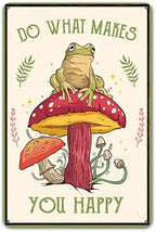 Funny Frog Mushroom Decor Metal Sign – Cute Cottagecore & Forest Decor for Bathroom, Kitchen, Bedroom，12 x 8 Inch (247) by CrazySign