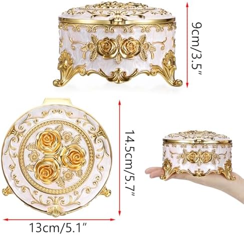 Hipiwe Metal Jewelry Box Antique Trinket Organizer for Women Keepsake Box - Image 3