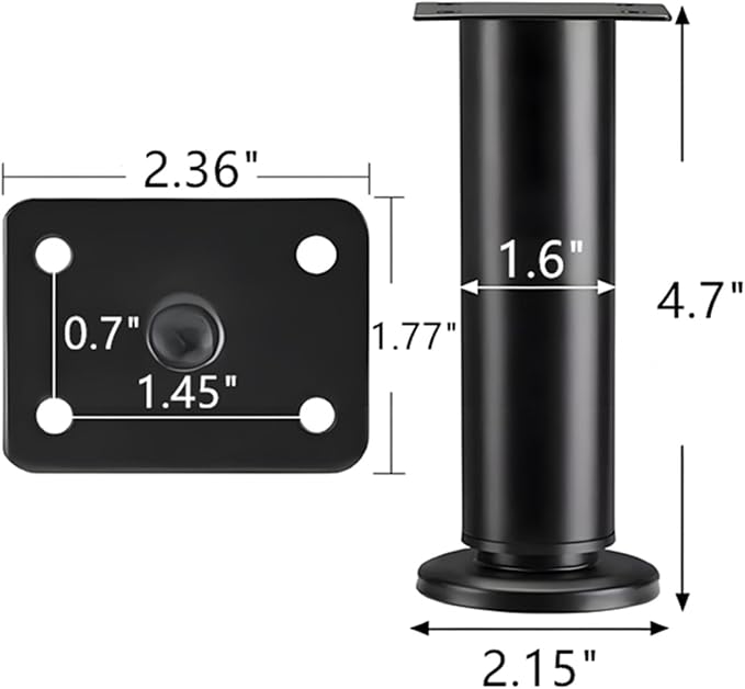 4PCS Adjustable 4.7-7.08 Inch Metal Furniture Legs Black Furniture Replacement - Image 2