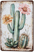 Bouquet Square Vintage Tin Sign Cactus Wall Art Cacti Art Wall Sign Decor for Home Kitchen Garage Outdoor Yard Farmhouse 8x12 Inch by KIYOYOHomeIsOurHappyPlace