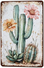 Bouquet Square Vintage Tin Sign Cactus Wall Art Cacti Art Wall Sign Decor for Home Kitchen Garage Outdoor Yard Farmhouse 8x12 Inch by KIYOYOHomeIsOurHappyPlace