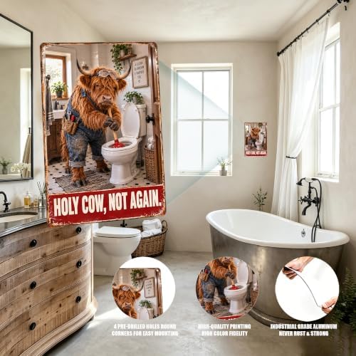 Highland Cow Sign Bathroom Wall Decor Home Wall Art 8x12In - Image 6