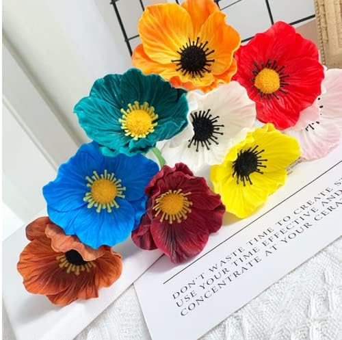 Rikyo 10 pcs Black Artificial Flowers Poppy Flowers,11" Faux Flower Stems - Image 6