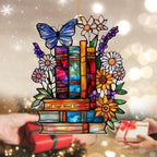 Book Ornament – ​​Stained Glass Style Acrylic Christmas Ornament with,Teacher Back To School Gift, Bookish Gifts For Librarian, BookLovers,Reader, Women, Suncatcher Effect Decor For Christmas Tre,S-18 - Image 5