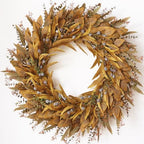 32" Artificial Fall Eucalyptus Wreath with Seeds for Front Door(Orange) by YXZZWL