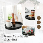 Handmade 12in Decorative Tray for Coffee Table Tray Decor, Black Wooden Decorative Round Tray for Kitchen, Living Room, Home Decor - Image 6
