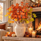 16Pcs Artificial Maple Leaves Branches, 21.6in Fall Leaves Stems - Image 4