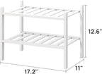 viewcare White Small Shoe Rack for Entryway, 2-Tier Bamboo Shoe Organizer for - Image 3