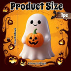 White Decorative Halloween Ghost Figurine (Yellow Pumpkin Ghost) - Image 3