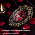 KISWIAR Gothic Anatomical Heart Wall Sculpture, 3D Resin Red Sacred Heart Wall Decor with Antique Gold Oval Frame, Victorian Dark Academia Hanging Art for Hallway, Living Room, Bedroom (Red) - Image 5