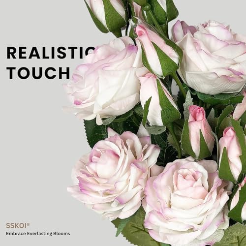 Real Touch Artificial Roses, 8PCS Long Stem Faux Flowers with Gift Box Packaging, Allergy-Free Floral Gift Set, Realistic Fake Roses for Home, Kitchen, Office, Wedding Décor, Gift Arrangement - Image 2