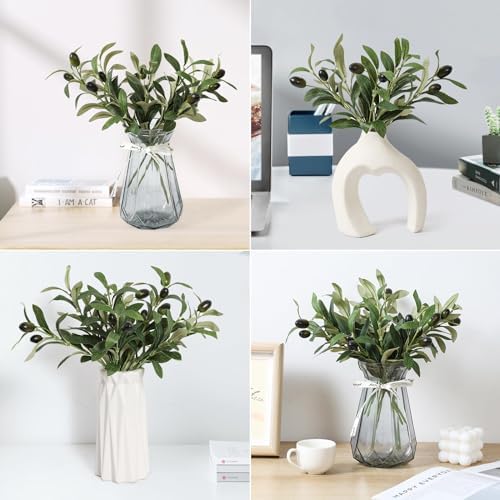 10pcs 10” Faux Olive Leaves Stems Artificial Branches for Vases - Image 6
