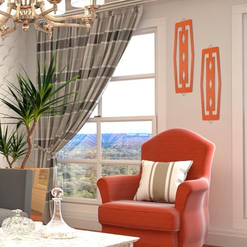 CroBlissful 2 Pcs Modern Mid Century Wall Art Wood, Orange - Image 4