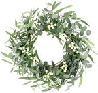 Pinkpum 20'' Eucalyptus Wreath for Front Door Green Decor for Home Farmhouse Wall Spring Summer Fall Outdoor Indoor Porch Window All Seasons by Pinkpum