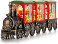 Train Snow Globe Christmas Snow Globe Lantern with Auto 6H Timer and Manual Glitter, Lighted Christmas Decorations Indoor with Gingerbread Man Tree for Home Tabletop, Battery Operated by Gorrzai