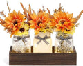 Fall Mason Jar Centerpiece for Table with LED Lights & Artificial Flowers by SUPREMELIGHTS%C2%B72017%C2%B7