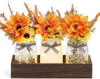 Fall Mason Jar Centerpiece for Table with LED Lights & Artificial Flowers by SUPREMELIGHTS%C2%B72017%C2%B7