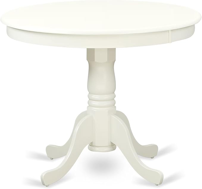 East West Furniture ANVA5-LWH-C 5 Piece Dining Room Table Set Includes a Round - Image 3