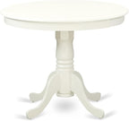 East West Furniture ANVA5-LWH-C 5 Piece Dining Room Table Set Includes a Round - Image 3