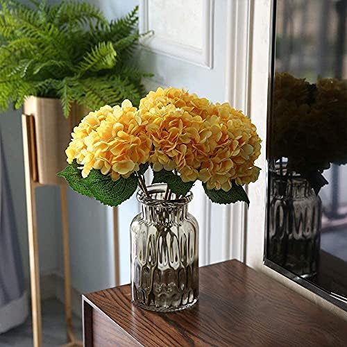 6Pcs 18" Yellow Silk Hydrangea Artificial Flowers - Image 5