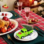 Christmas Green Truck Decor, 4.9 Inch Vintage Metal Pickup Truck with Christmas Tree, Mini Farmhouse Holiday Tabletop Decoration for Tiered Tray, Kitchen, Living Room and Christmas Centerpiece - Image 6