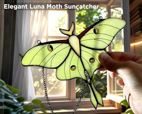 Luna Moth Stained Glass Window Hanging, Butterfly Suncatcher - Image 3