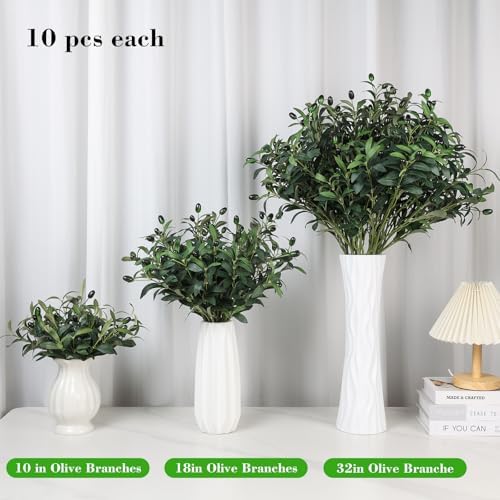 18in 10PCS Artificial Olive Branches for Vase Fake Greenery Stems - Image 6