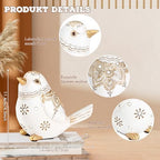Boho White Bird Figurine for Home Decor,Resin Shelf Accent Sculpture - Image 2