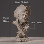 H&W Sandstone Pirate Figurine, Buccaneer Francis Drake Statue Decoration - Image 5