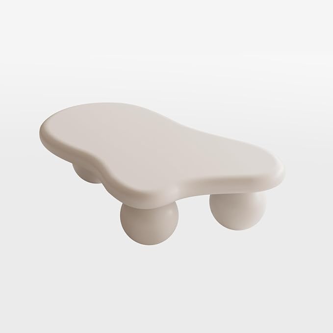 40” Cloud Coffee Table with 3 Ball Legs, Modern Irregular Center Table - Image 7