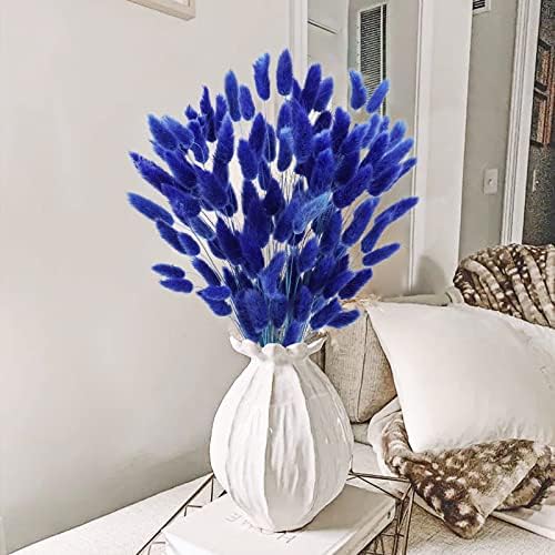 Uieke 17’’ Natural Bunny Tails Dried Flowers, 120 Pcs Dried Lagurus Ovatus, Dried Blue Pampas Grass Decor for Farmhouse Flower Arrangements Wedding Home Party Decorations - Image 2