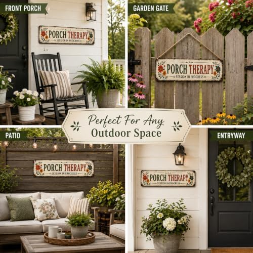 Porch Therapy Session in Progress Metal Sign, 16” x 4”, Vintage Rustic Front Porch Decor, Farmhouse Outdoor Metal Wall Sign for Porch, Patio, Entryway & Porch Decorations - Image 2