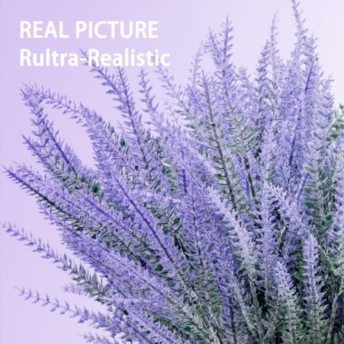12 Bundles Artificial Lavender Faux Lavender Plants Fake Flower-Gray Purple - Image 3
