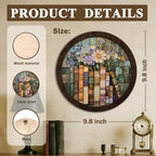 CFFJLHN Vintage Floral Book Wall Art Decor, Book Lovers Gifts, Light Academia Flower Bookish Round Hanging Wall Decor for Reading Corner Nook Room Home Library Bedroom, 10x10 Inch - Image 7