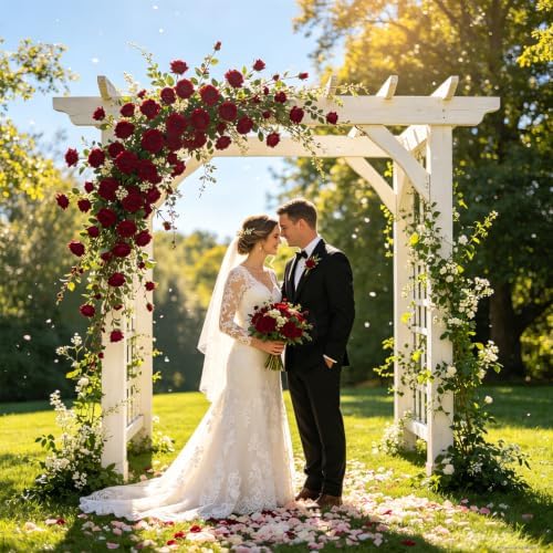 100Pcs Burgundy Roses Artificial Flowers, Realistic Silk Fake Roses Bouquet - Image 5