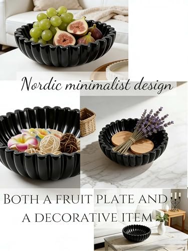 Ruffle Decor Large Decorative Bowl,fruit bowl kitchen stone bowl,bowl decor,Trendy home decor large Stylish Key Bowl for Entry Table - Image 5