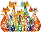 Wesiti Metal Cat Wall Art Decor Colorful Sculptural Mid Century 13.78x10.7 by Wesiti