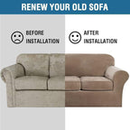 H.VERSAILTEX Modern Velvet Plush 4 Piece High Stretch Sofa Slipcover Strap Sofa - Image 7