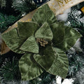 10 Pcs 9.4" Velvet Poinsettia Picks Glitter Artificial Christmas Flower Stems for Xmas Tree Wreath Garland Winter New Year Home Decoration, Green by YSZL