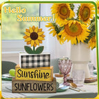 Yuntau 4 Pcs Sunflower Decorations, Wooden Block Sign Tiered Tray Decor - Image 4