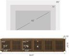 POVISON Full Assembled Mid Century Modern TV Stand, Wood Slatted Media Console - Image 2