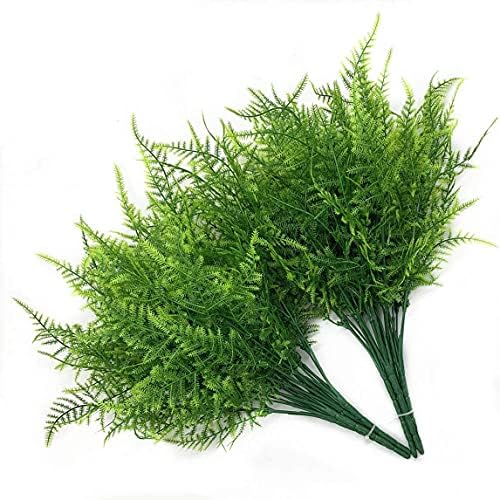 Artificial Plants, Plastic Grass Fern Shrubs Leaves Fake Bushes Outdoor Indoor Greenery Home Garden Décor UV Resistant Planting Filler Table Centerpieces Arrangements DIY Decoration 8 Pack - Image 7